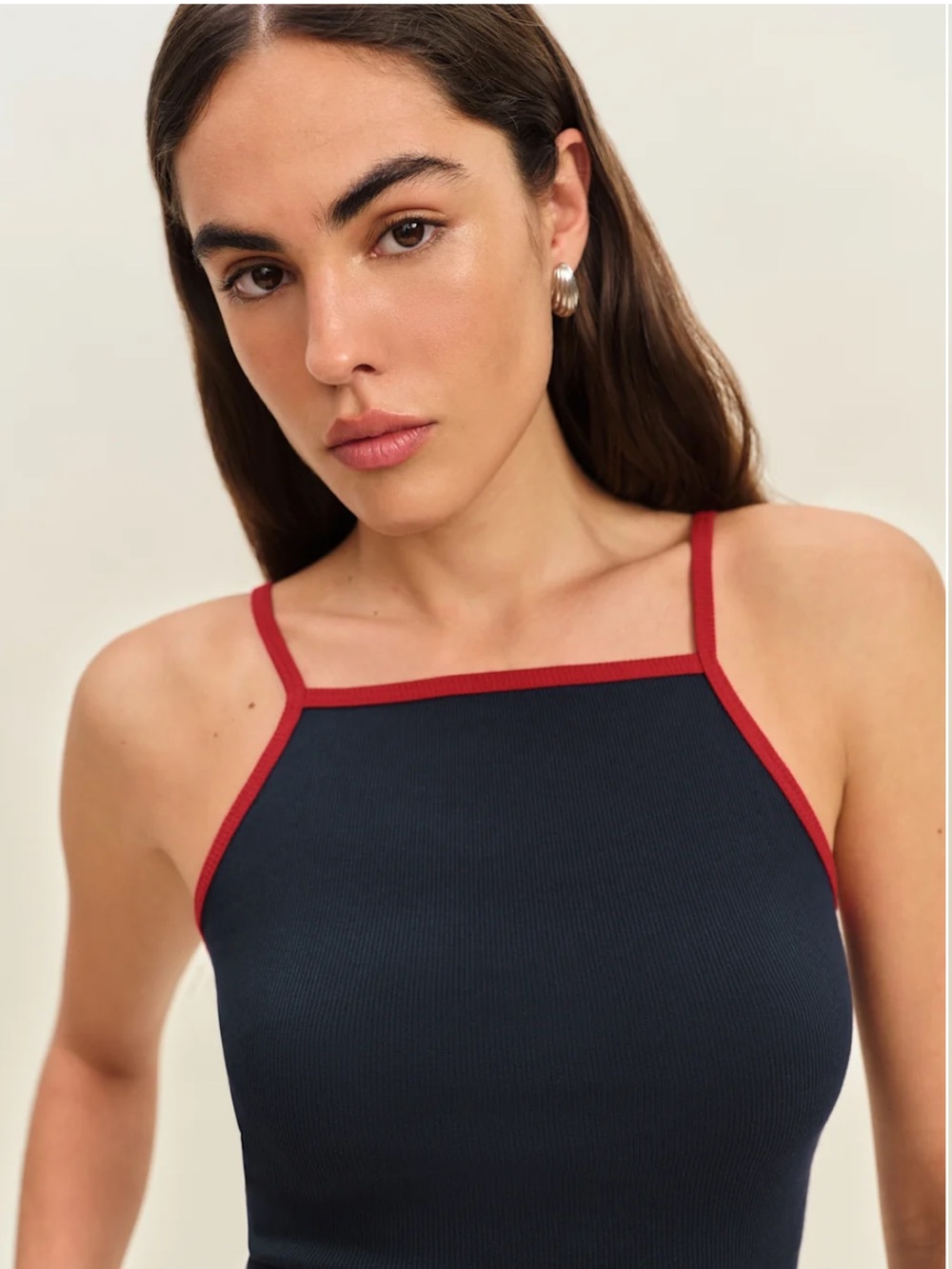 Reformation Ribbed tank dark blue navy red low back new nwt - Picture 5 of 7